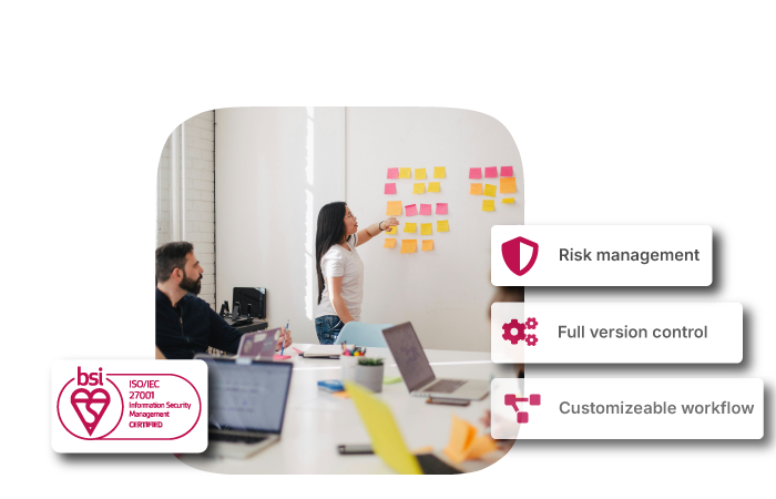 Team working meeting using stickynotes